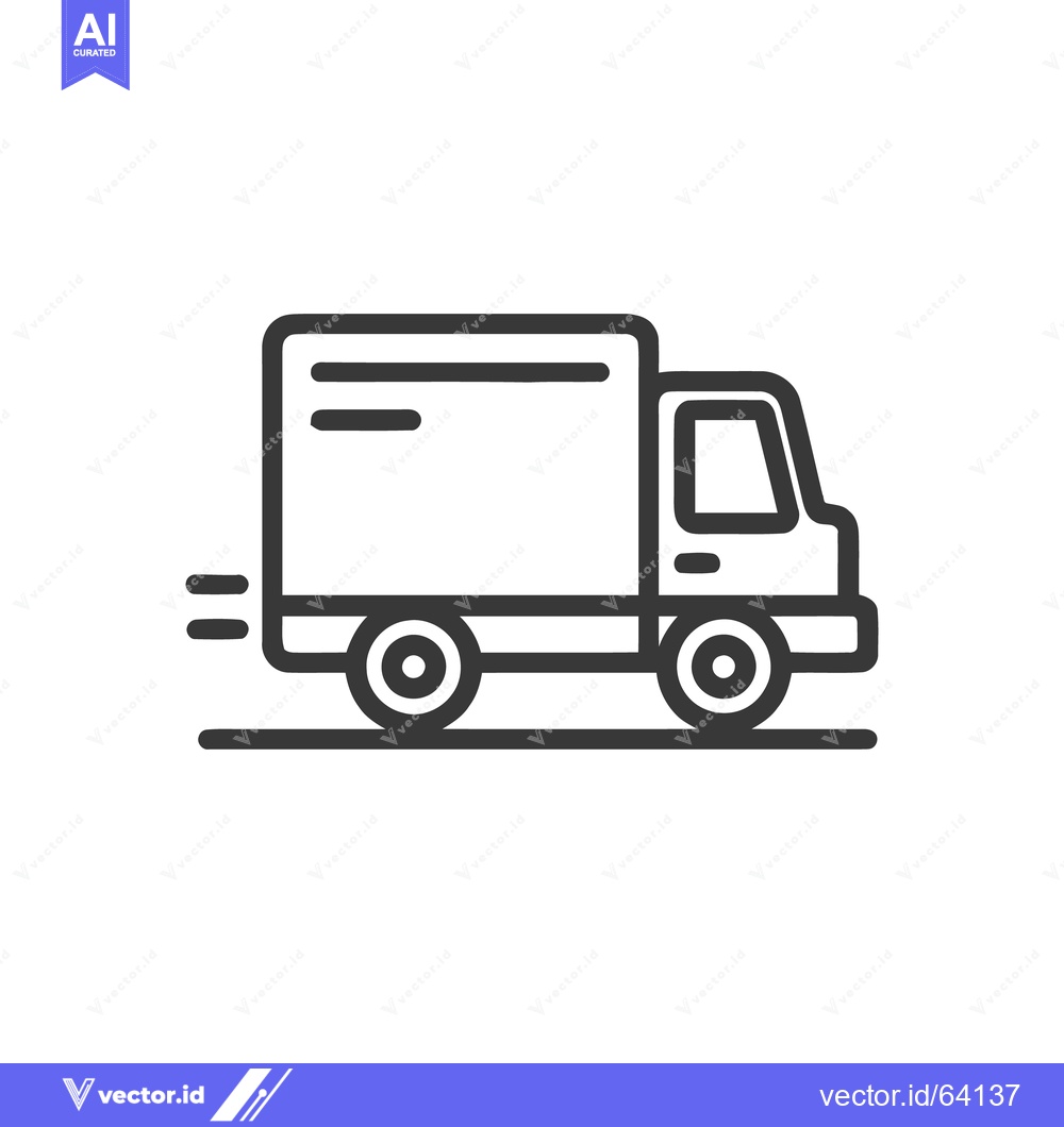 Premium Vector dari Delivery Truck Icon: Fast Shipping Symbol in Minimalist Line Art Style