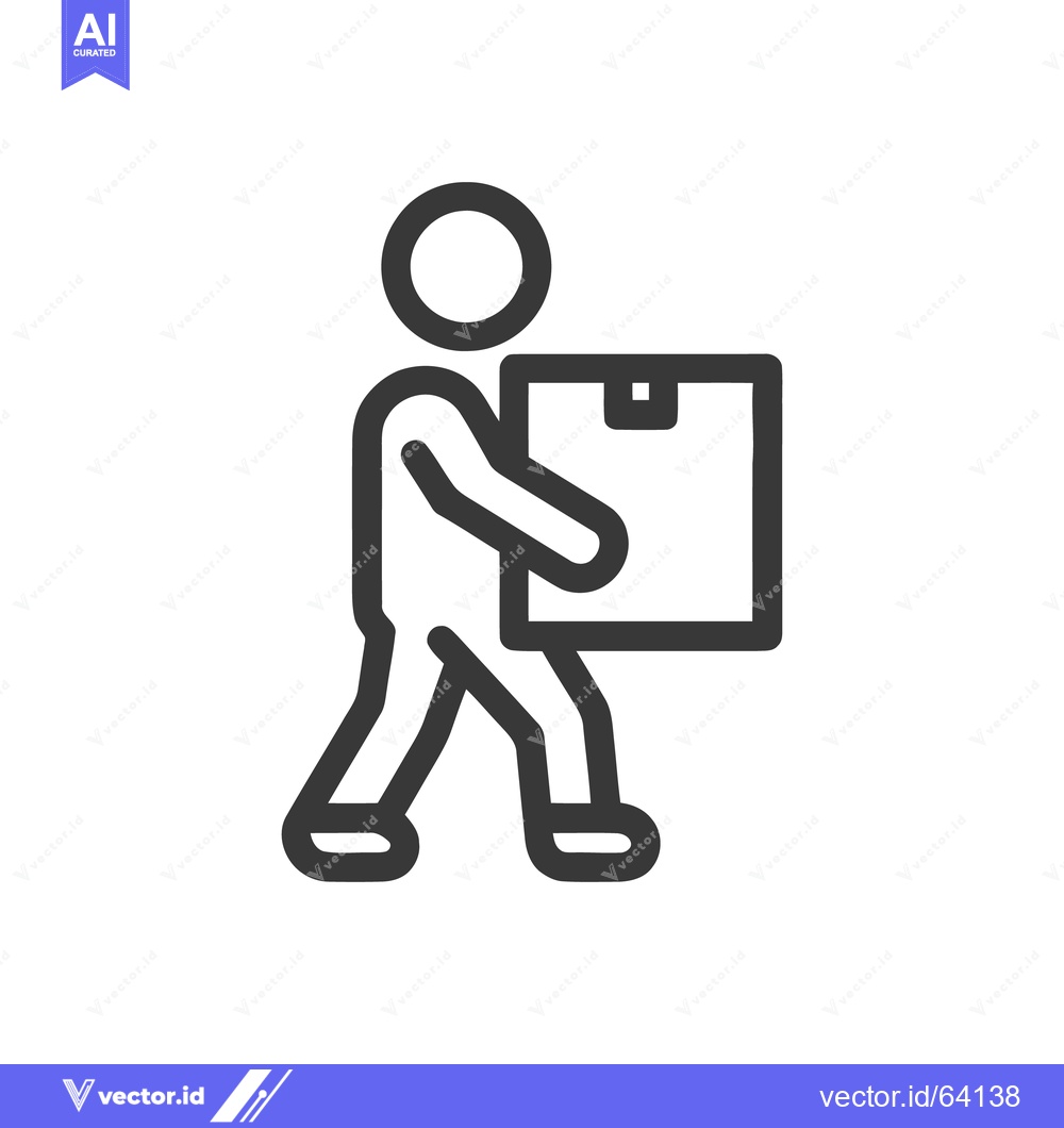 Premium Vector of Minimalist Icon: Person Carrying Box, Delivery Service Symbol