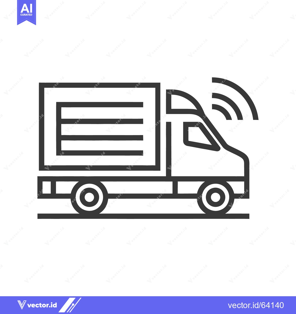 Premium Vector dari Vector illustration depicting a delivery truck with communication sign