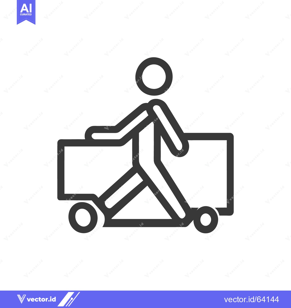 Premium Vector dari A simple illustration shows a person walking next to a wheeled contain