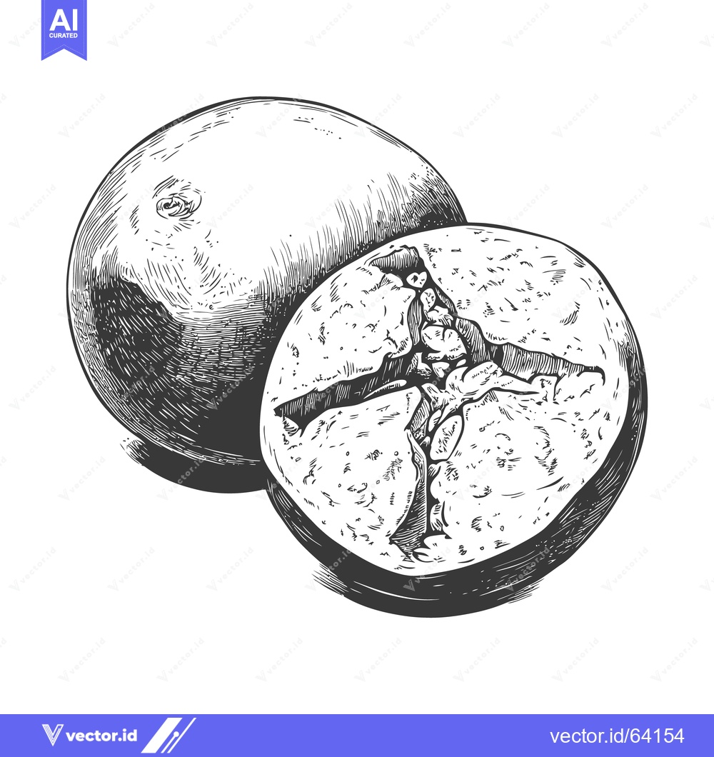 Premium Vector dari Artistic depiction of a cut open fruit next to the whole one