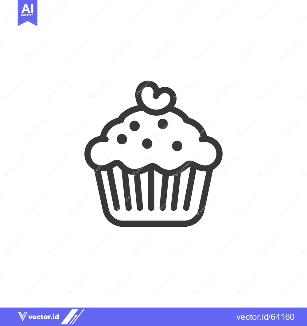 Premium Vector dari A simple outline drawing of a single cupcake treat