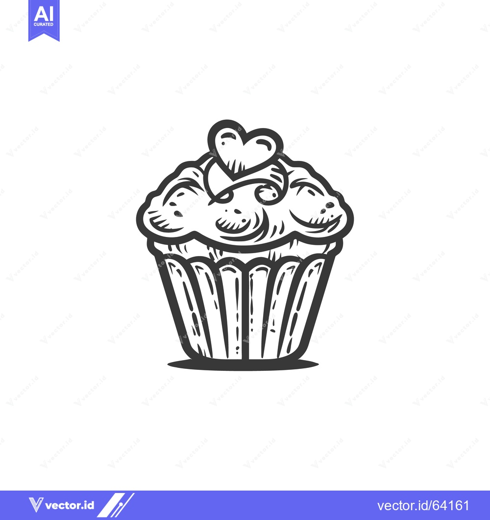 Premium Vector of A delicious looking cupcake decorated with a lovely heart design