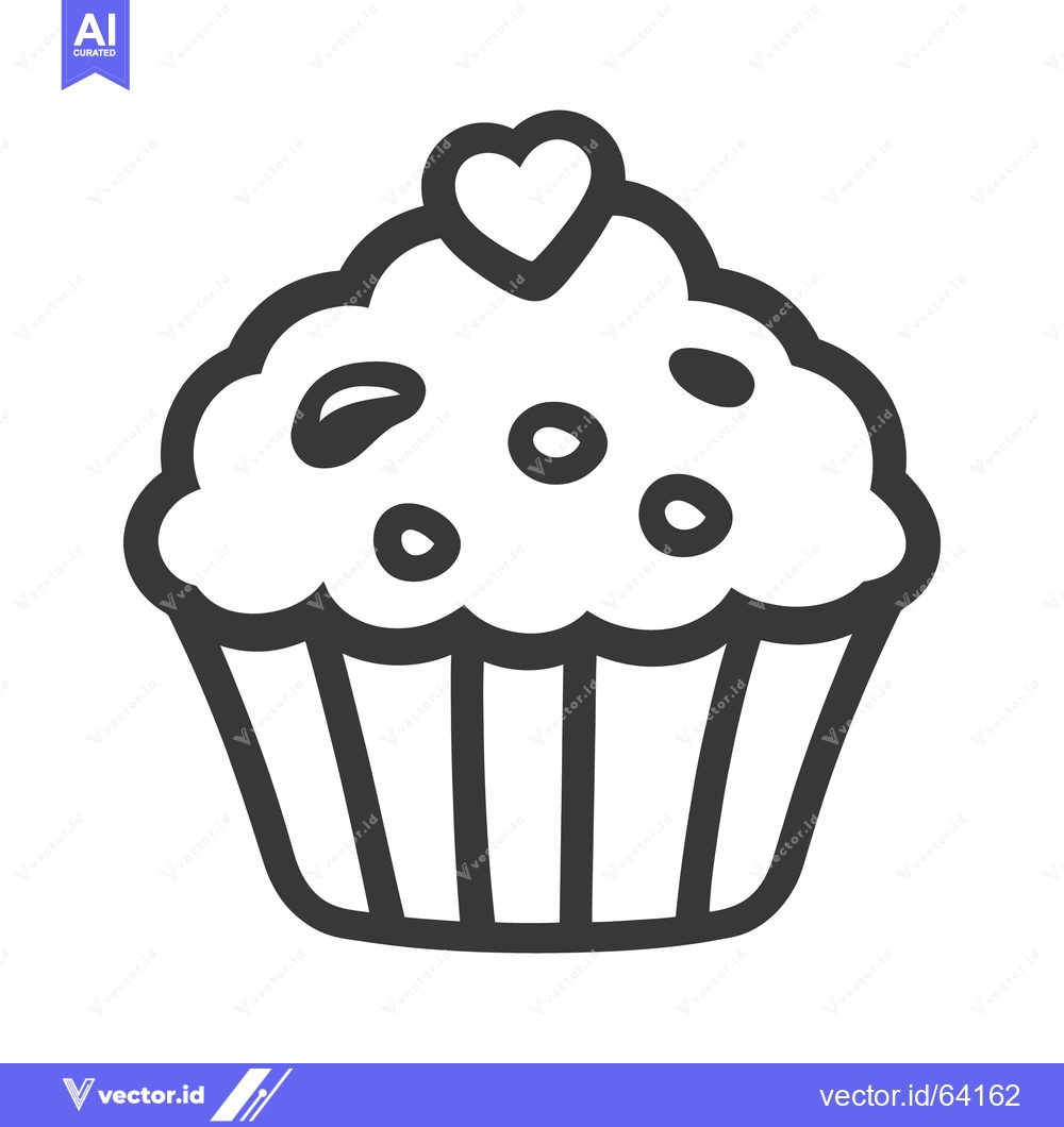 Premium Vector dari A simple drawn image of a delicious cupcake with love