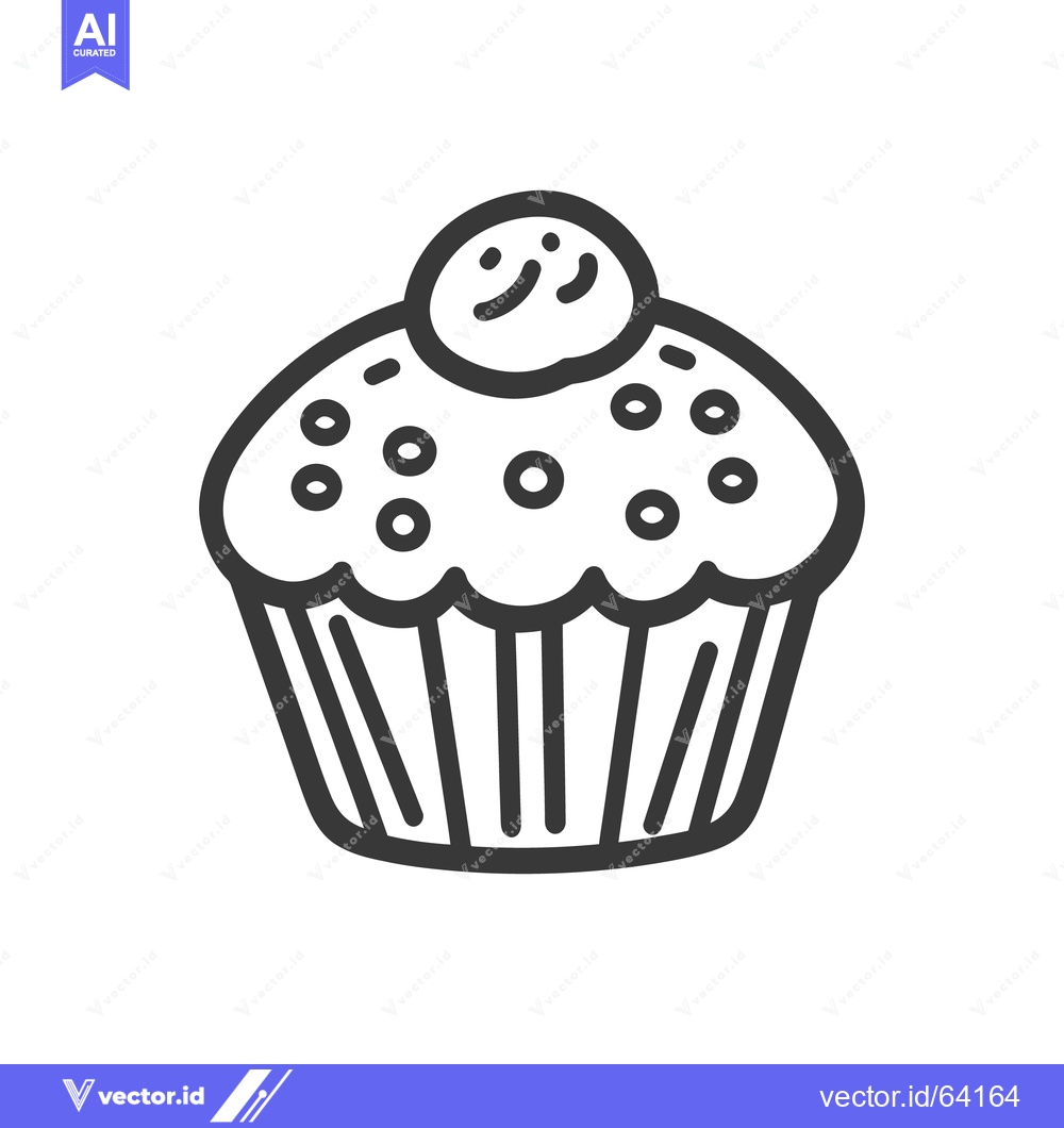 Premium Vector of A simple illustration depicting a single cupcake with a topping