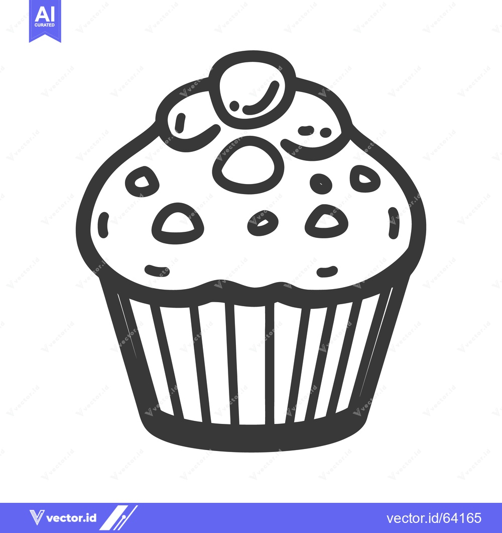 Premium Vector dari A simple black and white illustration of a baked muffin