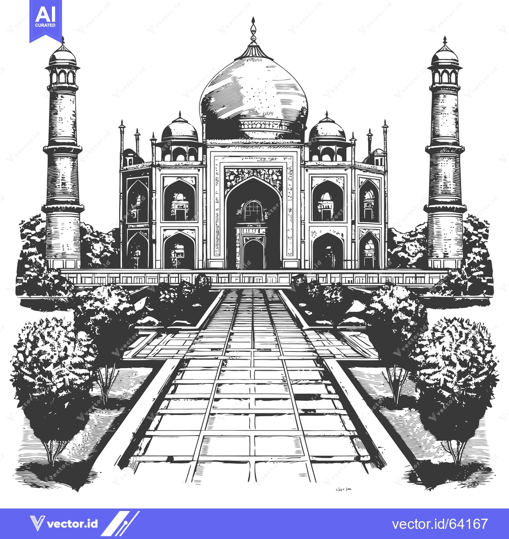 Premium Vector of A Hand-Drawn Illustration of the Taj Mahal