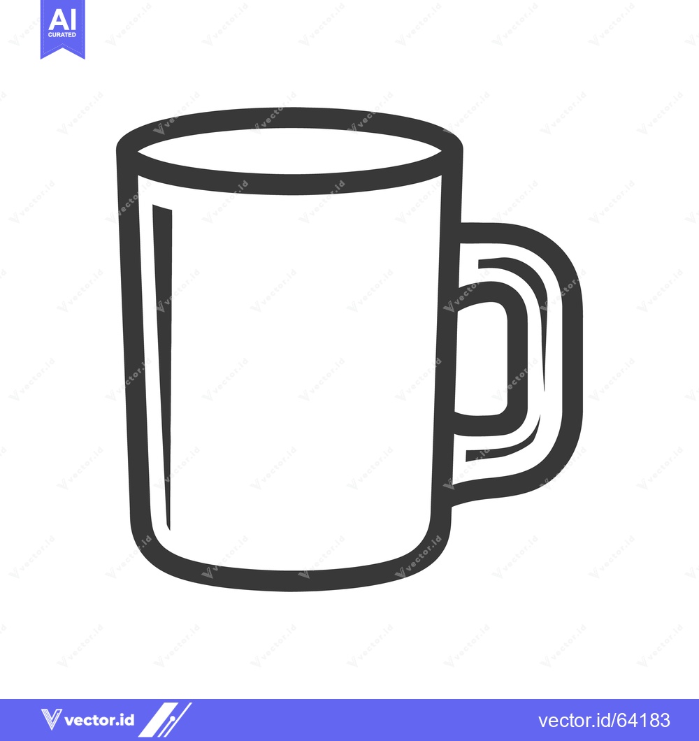 Premium Vector of A simple black and white illustration of a cylindrical coffee mug