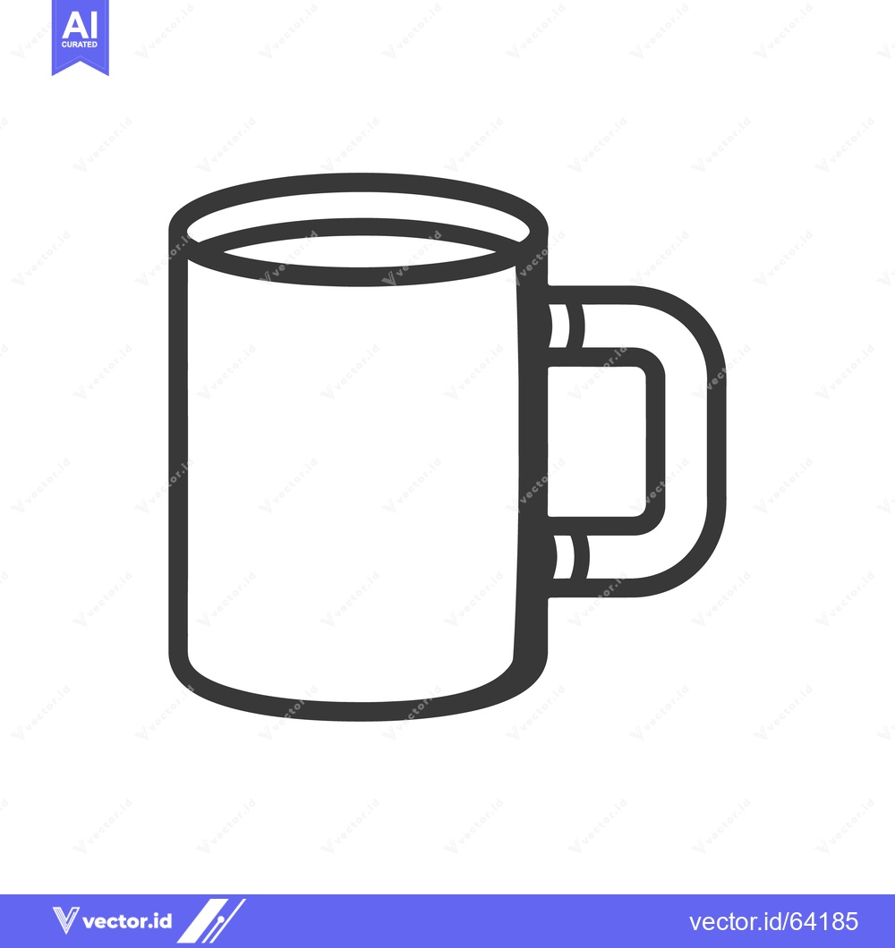 Premium Vector dari A simple line drawing depicting a plain white drinking mug