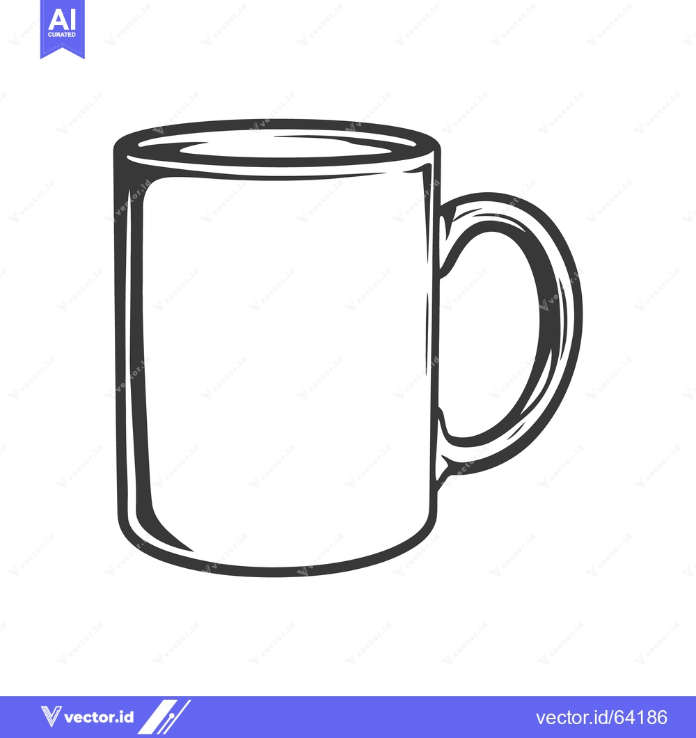 Premium Vector of A Simple Black and White Illustration of a Coffee Mug