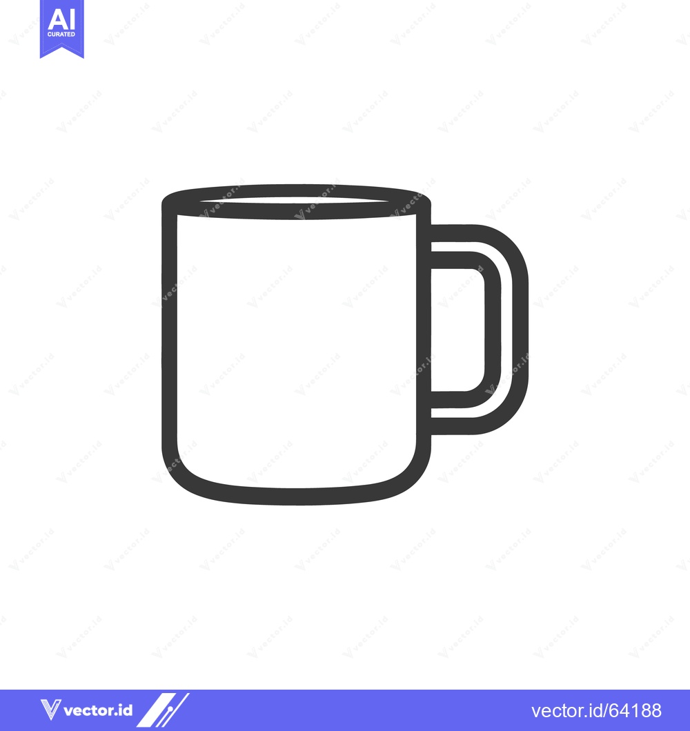 Premium Vector of A simple line drawing of a ceramic mug with handle