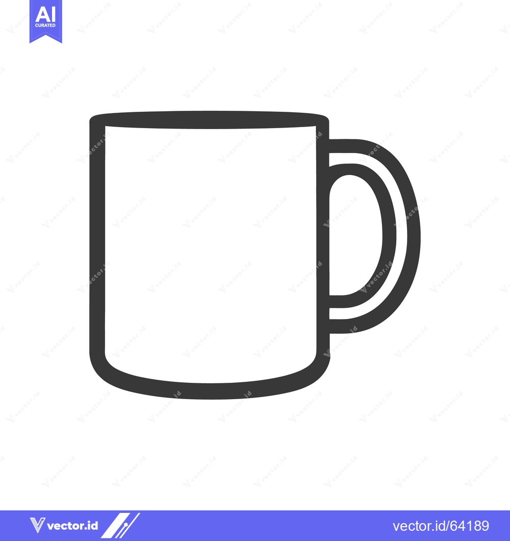 Premium Vector dari A simple white coffee mug with a dark handle and outline