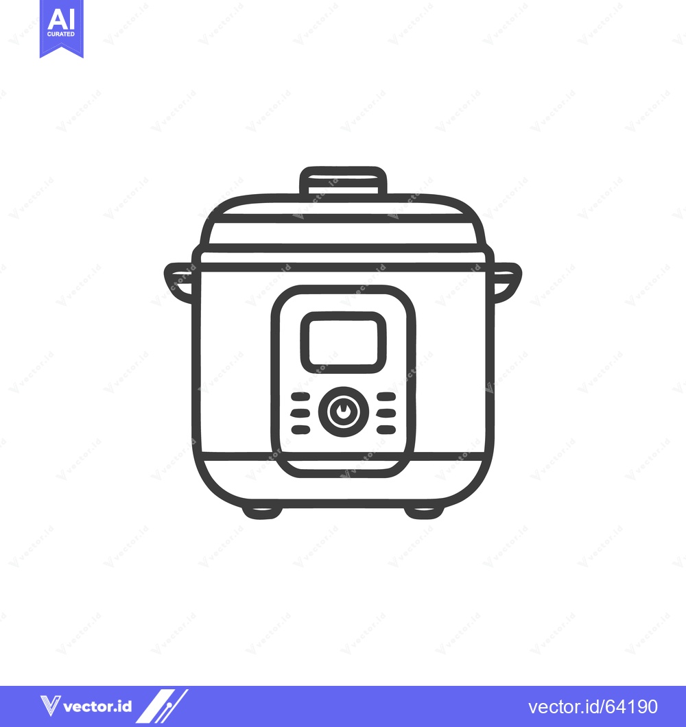 Premium Vector of Minimalist Line Art: Electric Pressure Cooker Icon on White