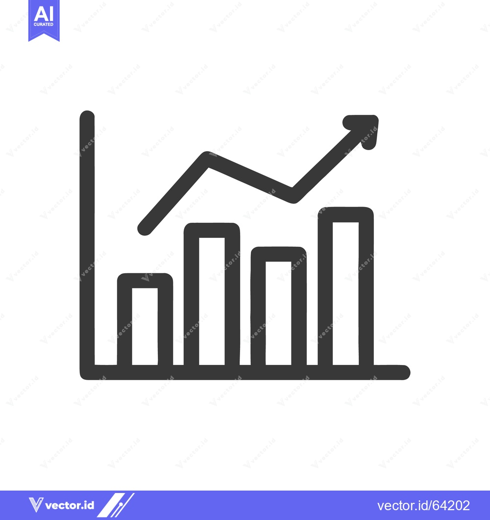 Premium Vector of Ascending Bar Graph Icon: Business Growth and Positive Trend Illustrat