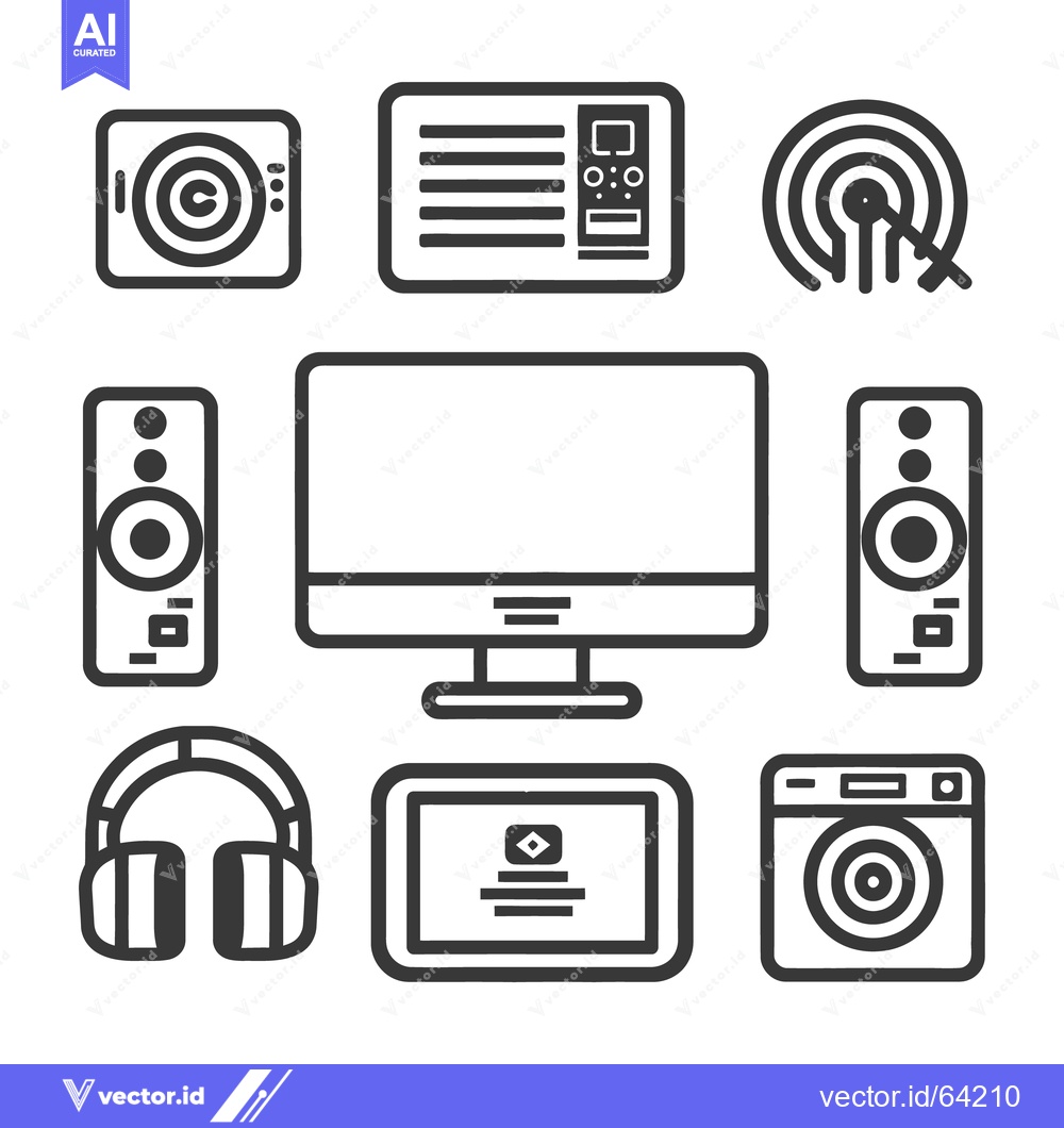 Premium Vector of A collection of electronic devices and media equipment icons