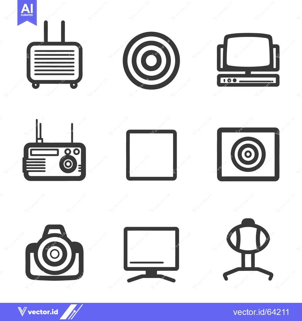 Premium Vector of Collection of stylized illustrations representing various technologica