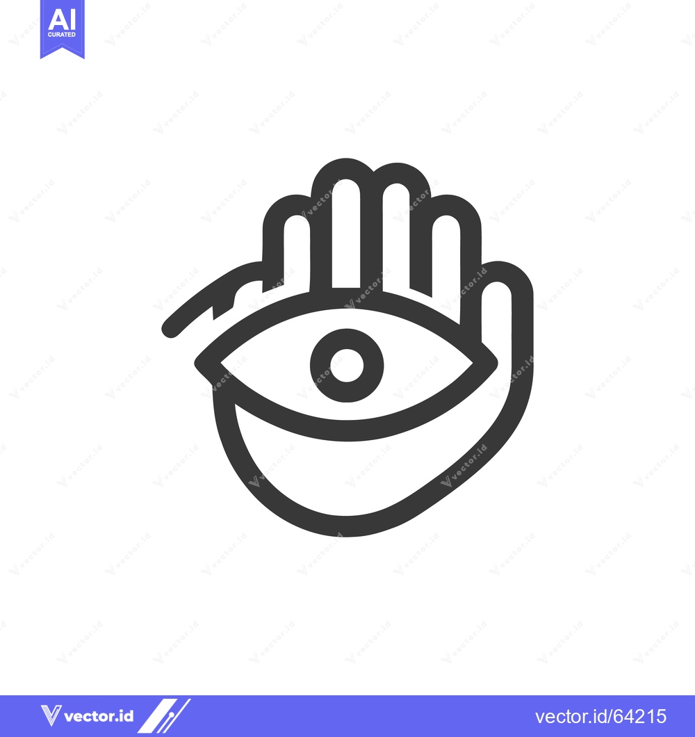 Premium Vector of Hamsa Hand with Eye Symbol: Protection and Good Fortune Icon