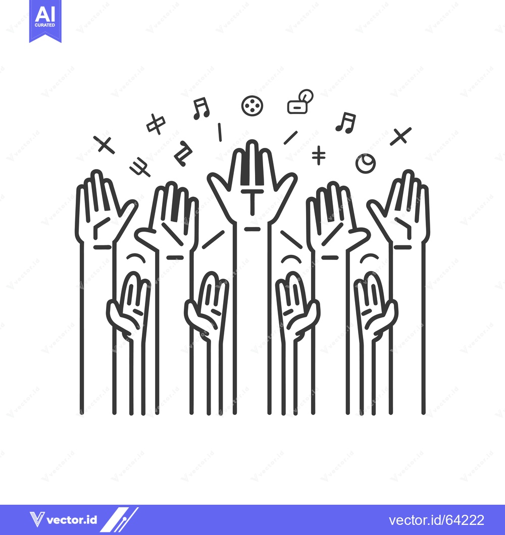 Premium Vector dari Multiple Hands Reaching Upwards with Abstract Symbols