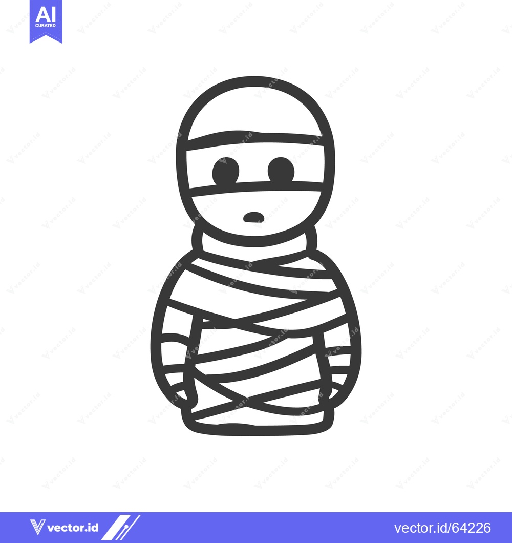 Premium Vector of A cartoon depiction of a standing mummy in a simplistic style