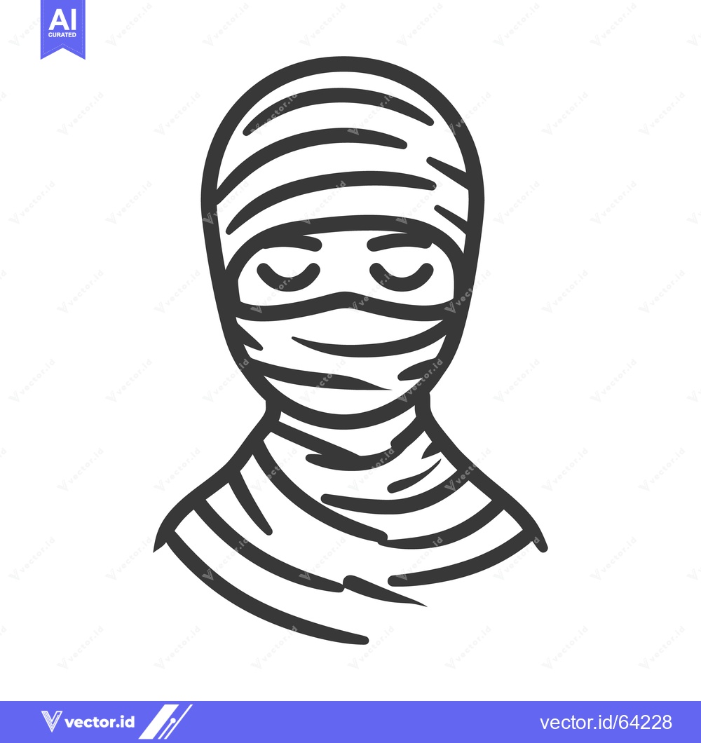 Premium Vector of A simple black and white line drawing of a mummy
