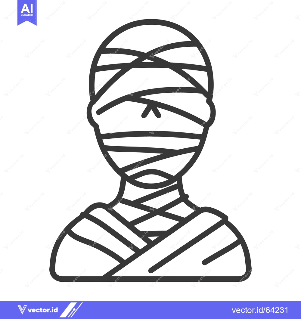 Premium Vector dari A simplified line art illustration of a mummy character
