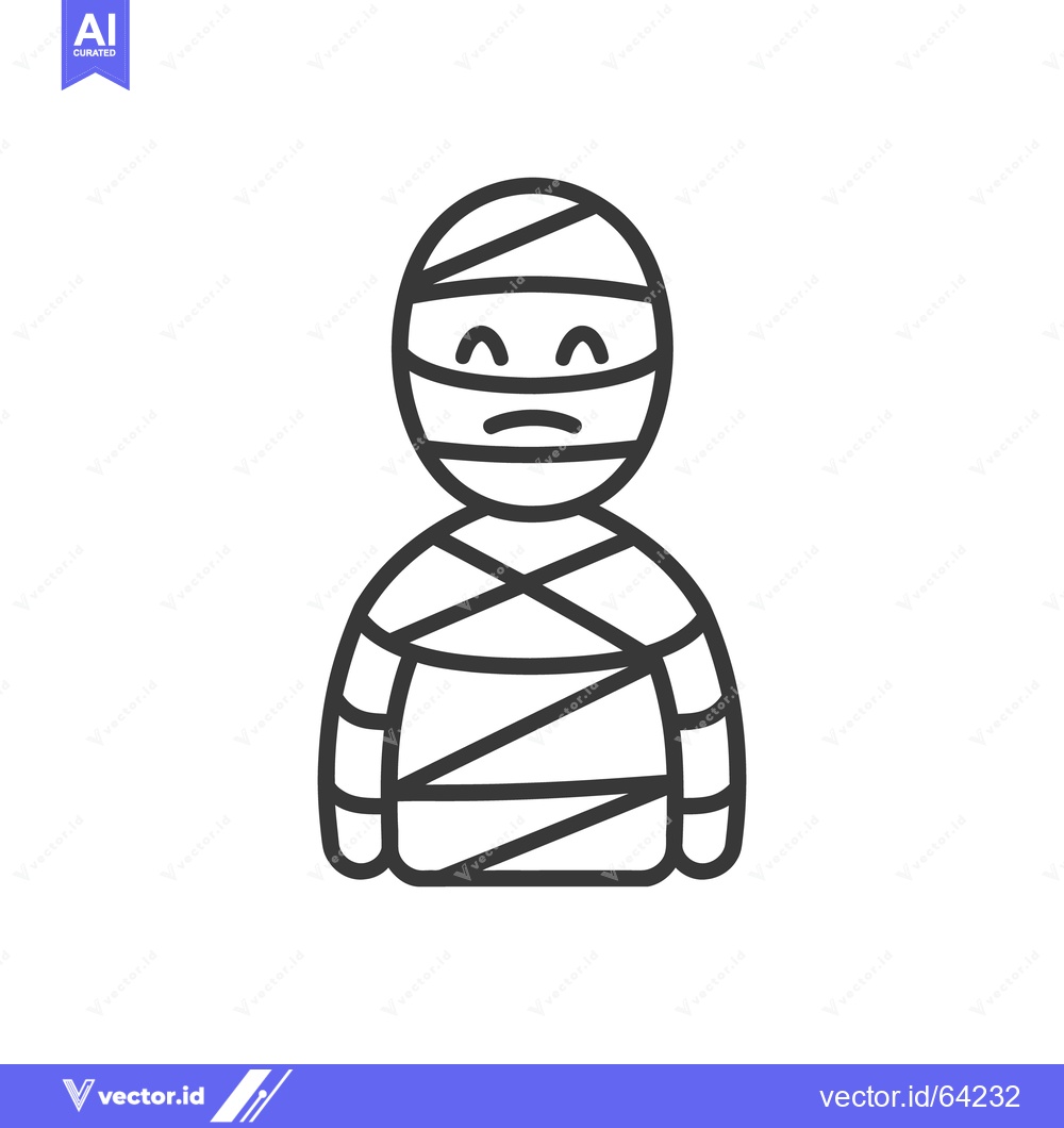 Premium Vector dari A wrapped cartoon figure with a smiling and sad facial expression