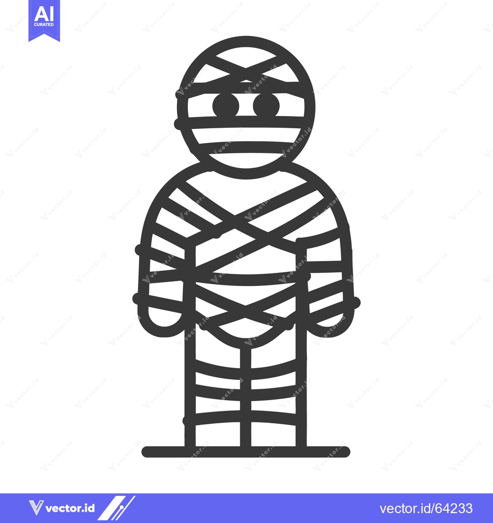 Premium Vector dari A cartoon mummy character illustration with black lines and white back