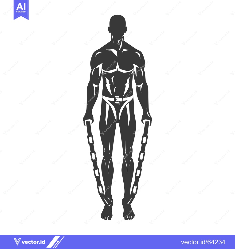 Premium Vector dari Muscular Man Bound with Chains