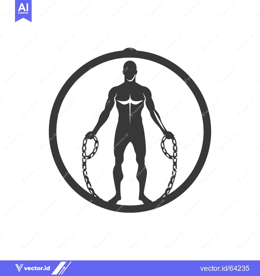 Premium Vector of Muscular Man Holding Chains Within a Circle