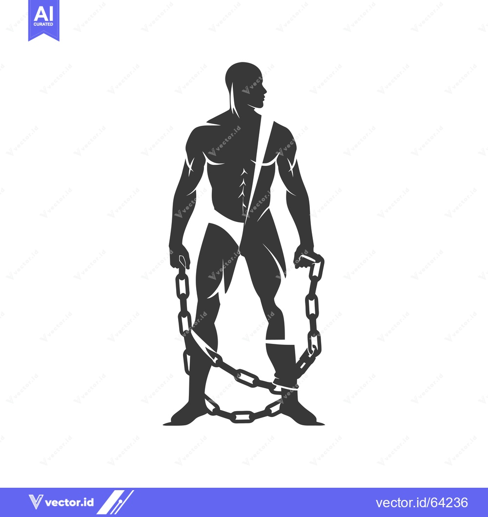 Premium Vector dari Muscular Man in Chains, Silhouette Illustration