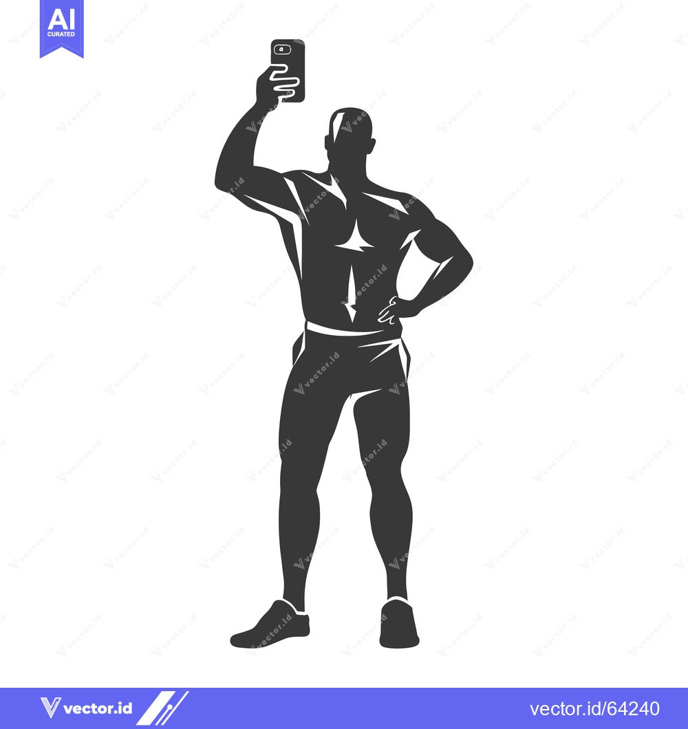 Premium Vector dari Muscular man taking a selfie with a smartphone