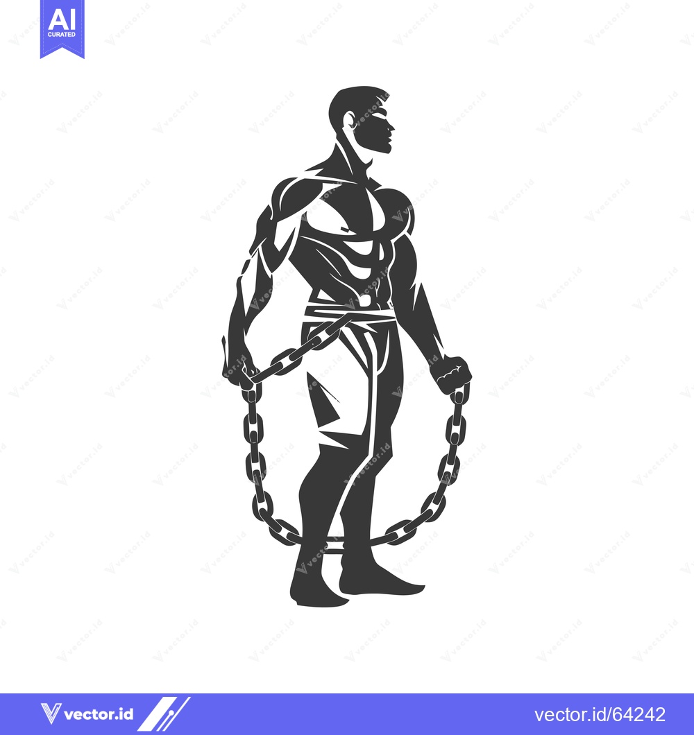 Premium Vector dari Muscular man with chains around his waist and ankles