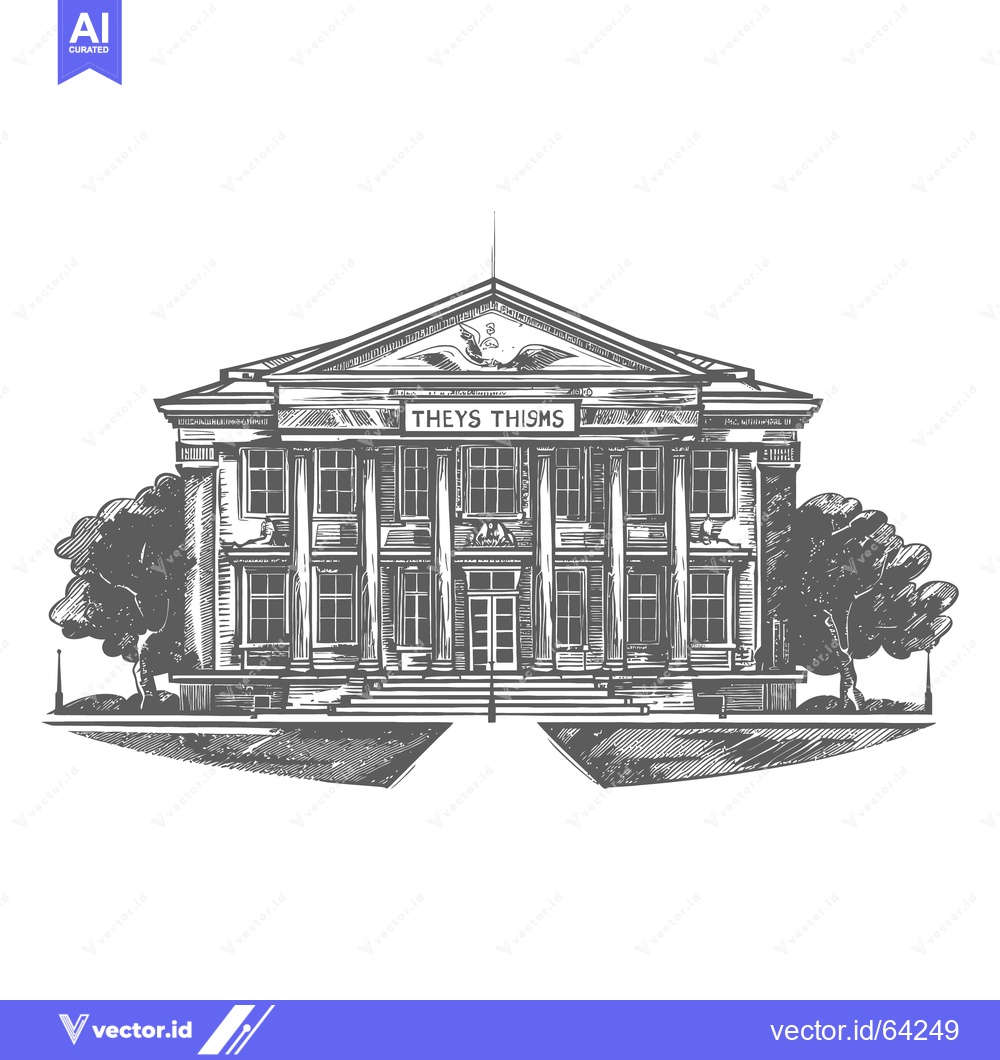 Premium Vector dari An architectural drawing depicting a classical style building with tre