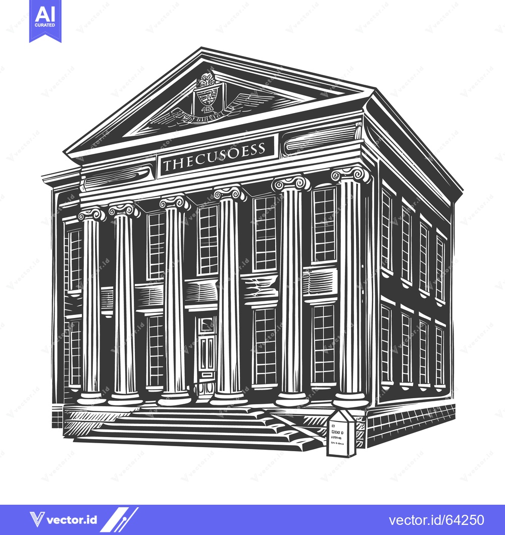 Premium Vector of An illustration depicts a classical building with columns and many win