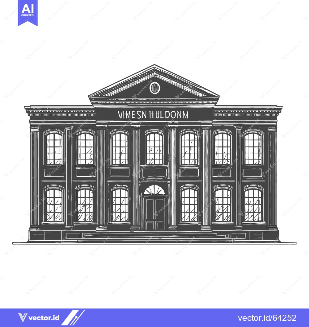 Premium Vector of A detailed illustration depicting a classical building with numerous w