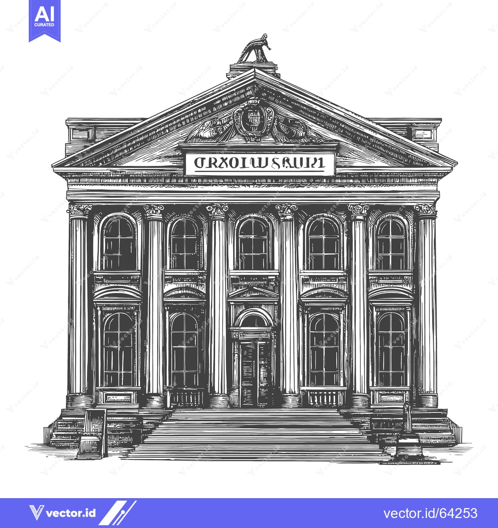 Premium Vector of A detailed architectural illustration depicting a grand classical buil