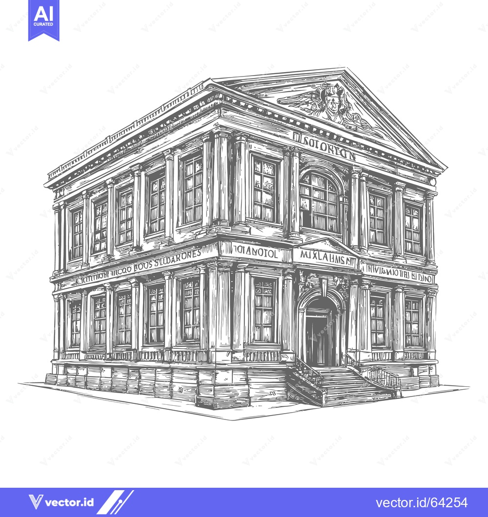Premium Vector of A detailed architectural sketch of a classical building design