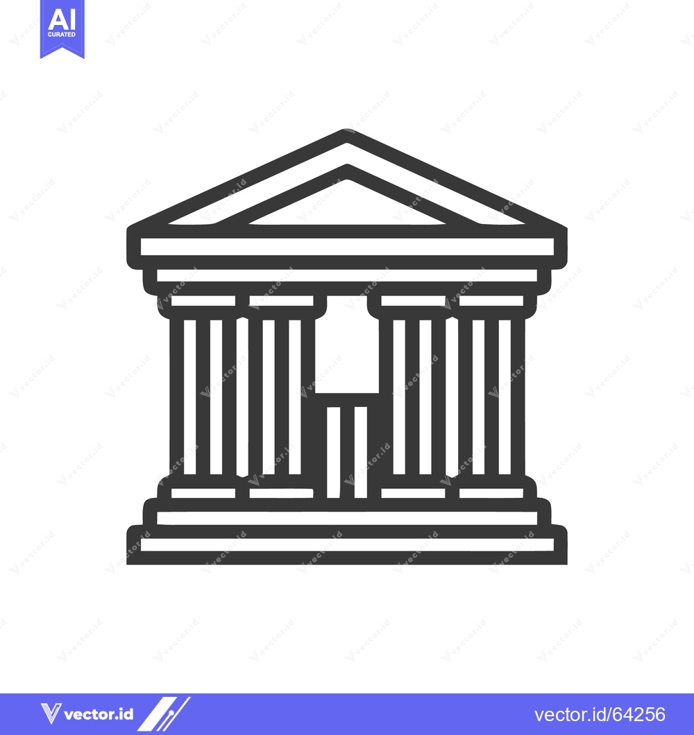 Premium Vector dari Minimalist Greek Temple Icon, Bold Lines, Architectural Symbolism, Iso