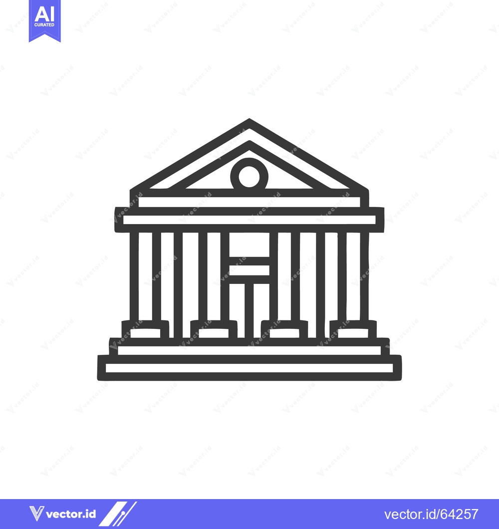 Premium Vector dari Minimalist Bank Icon: Classic Greek Architecture with Bold Lines