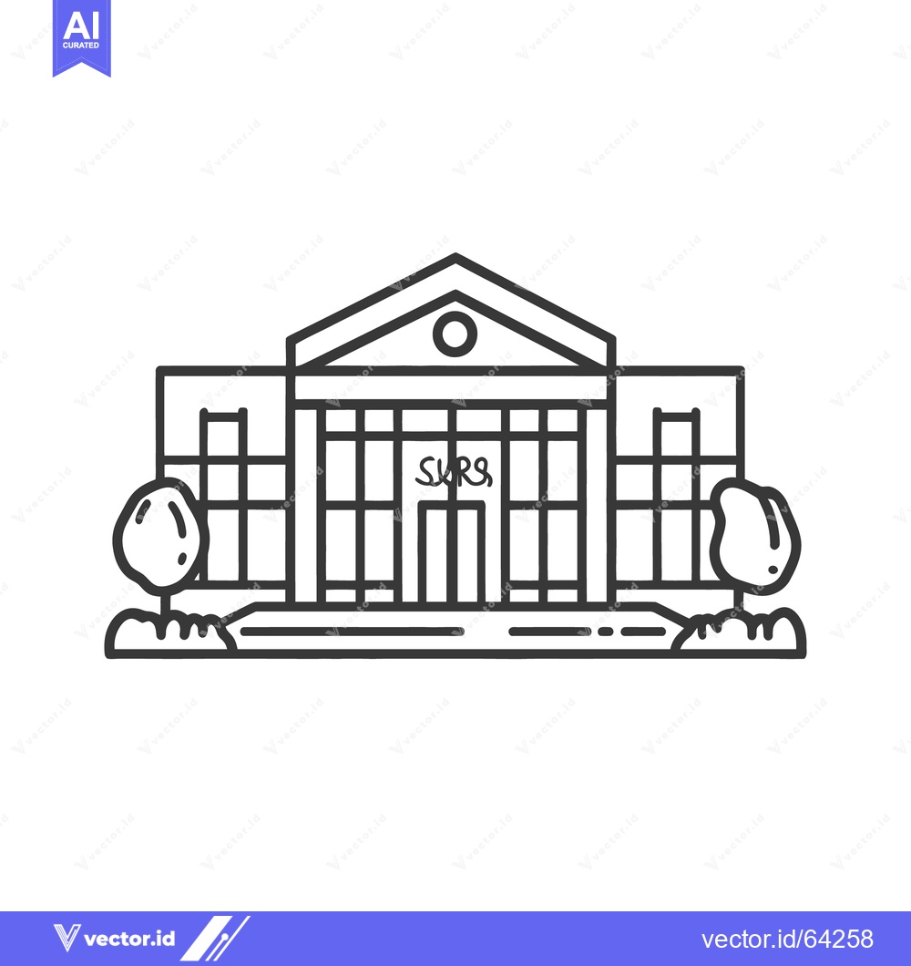 Premium Vector of Outline drawing depicting a formal building with architectural symmetr