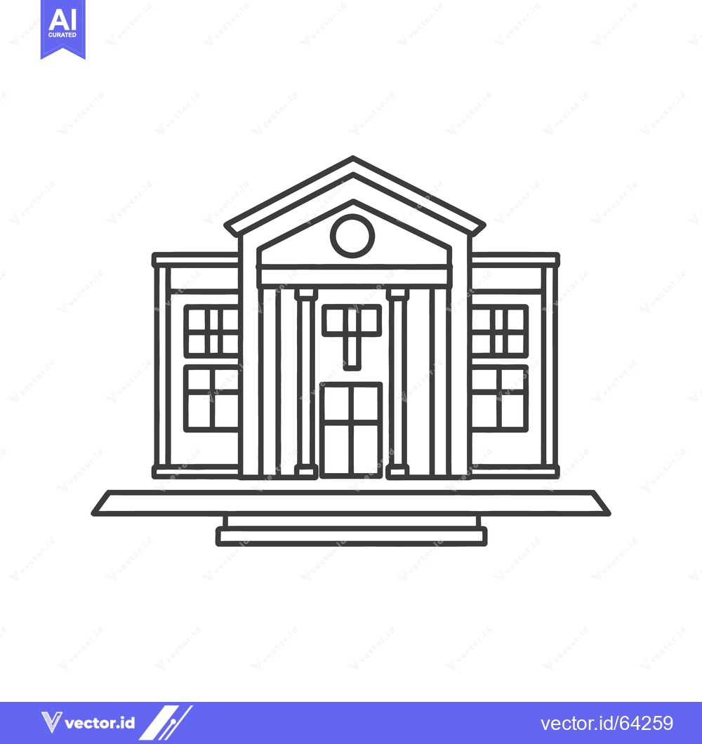 Premium Vector dari A detailed outline drawing depicting a classic style building
