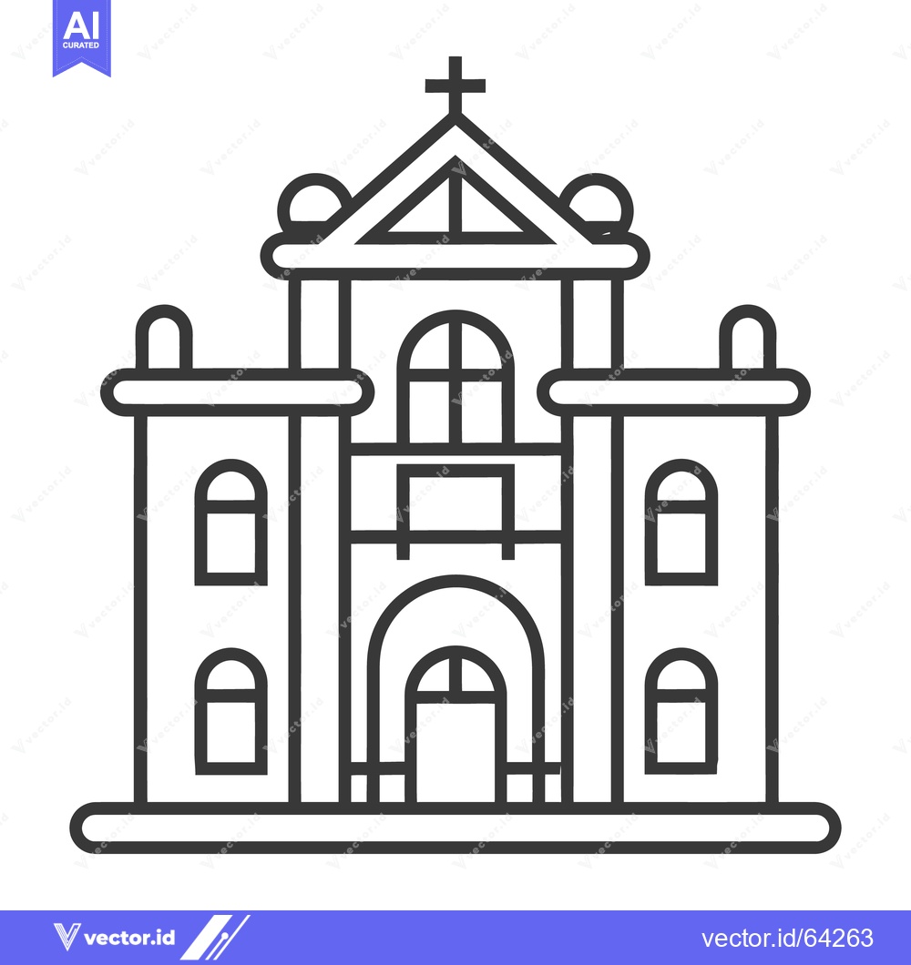 Premium Vector of A Line Drawing Depicting a Church or Cathedral Building