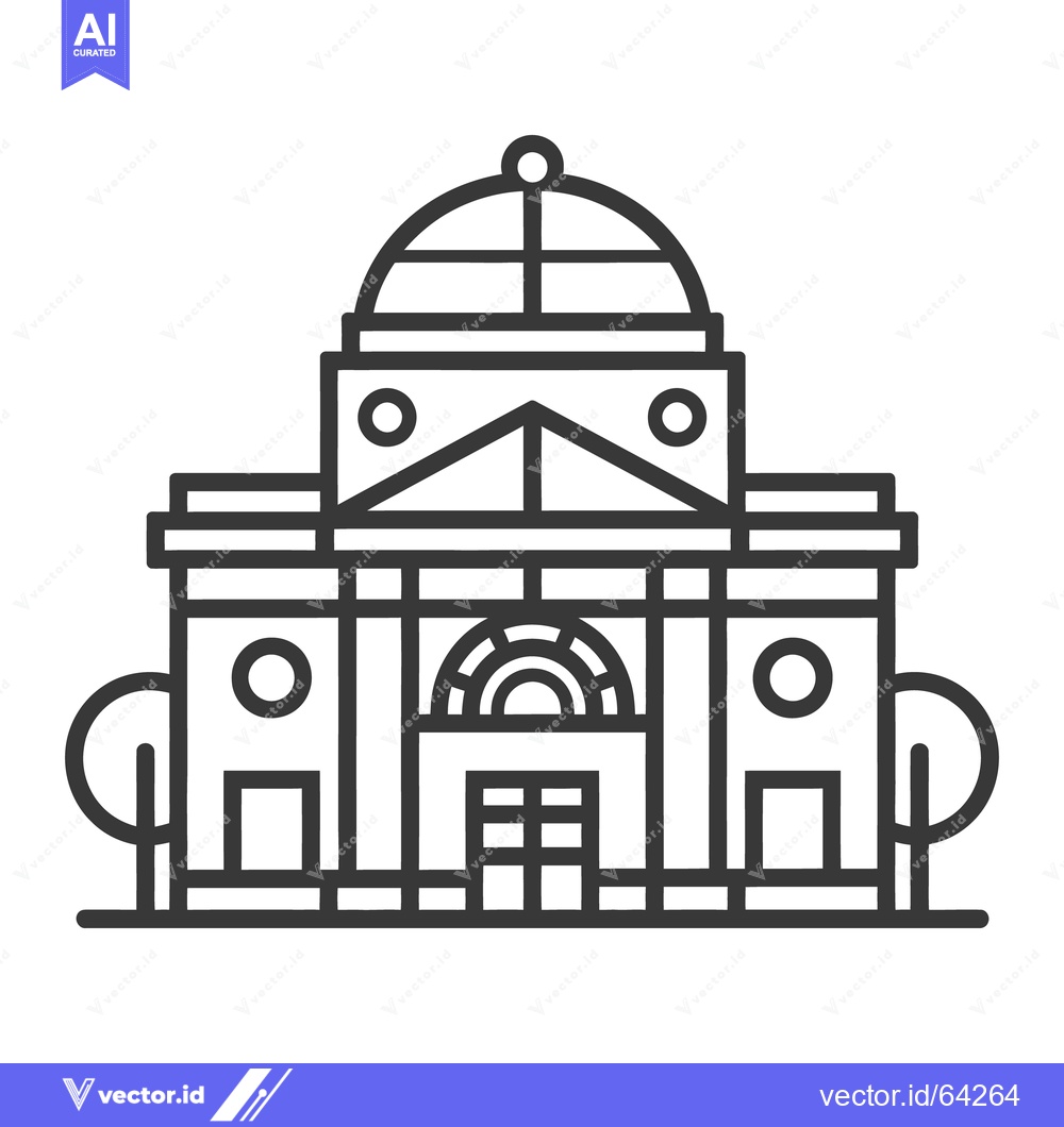 Premium Vector dari A detailed black and white illustration depicting an architectural bui