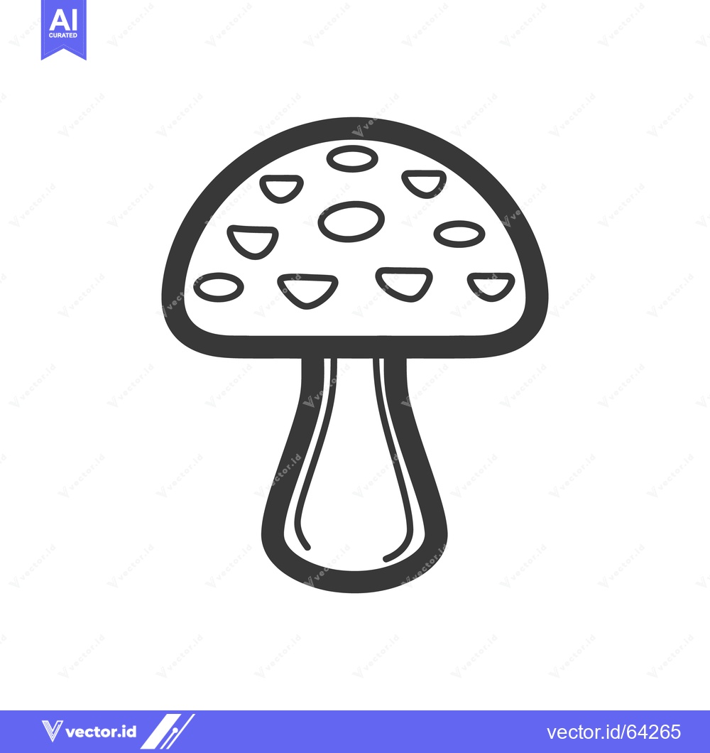 Premium Vector of Simple illustration shows a mushroom with dots on its cap