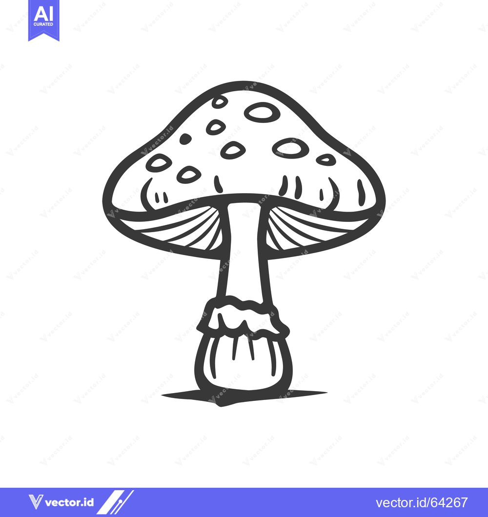 Premium Vector dari A simple black and white illustration of a mushroom