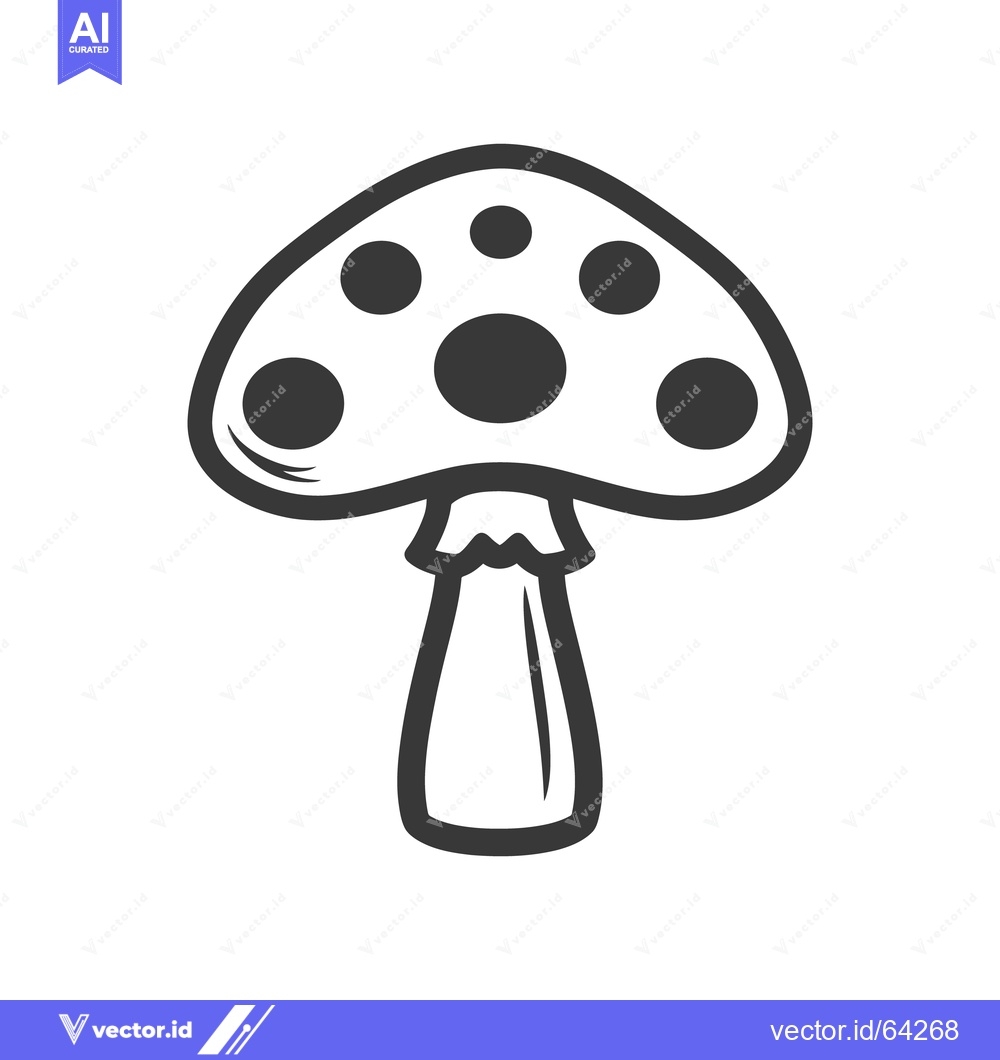 Premium Vector dari A simple illustration showing a single mushroom against white backgrou