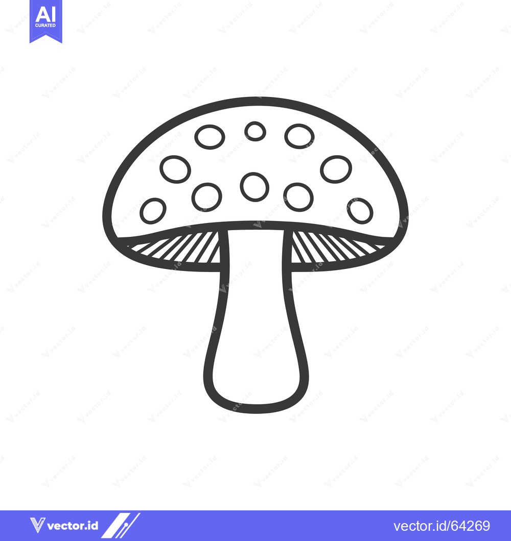 Premium Vector dari A simple black and white line drawing of a mushroom