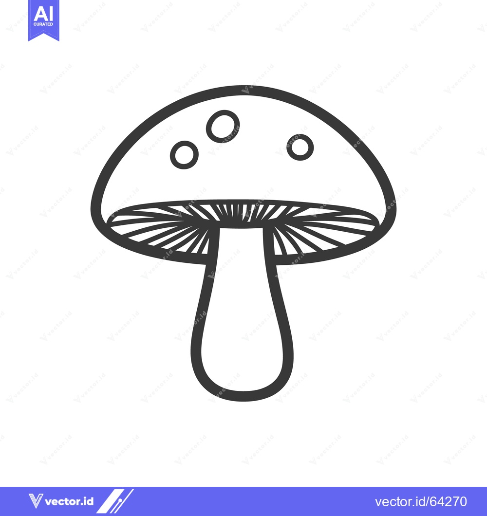 Premium Vector of A Simple Black And White Illustration Of A Mushroom