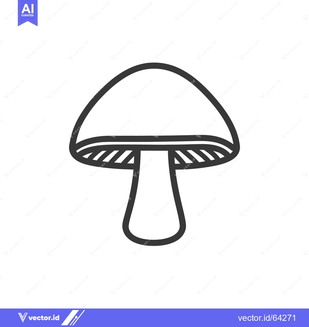 Premium Vector of A black outlined drawing of a singular mushroom on white background