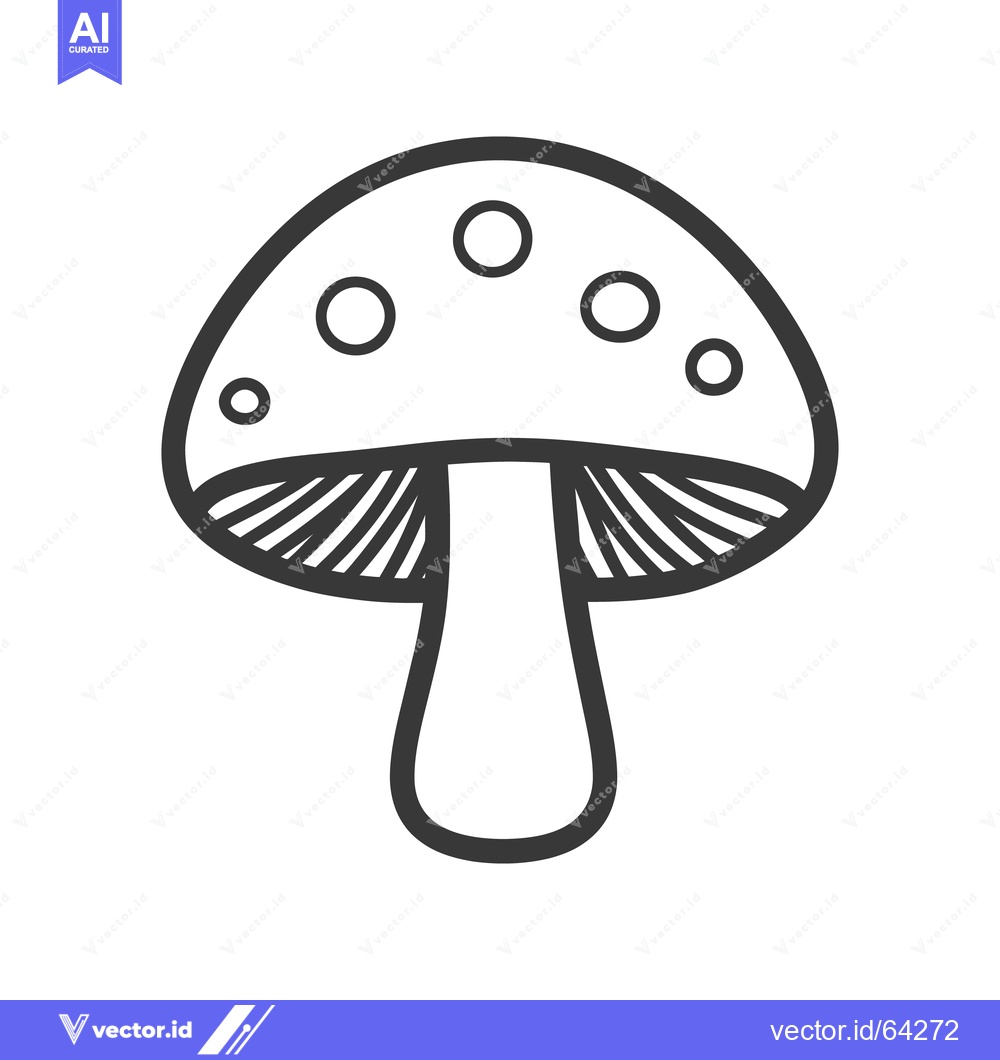 Premium Vector of Simple black and white illustration of a common mushroom